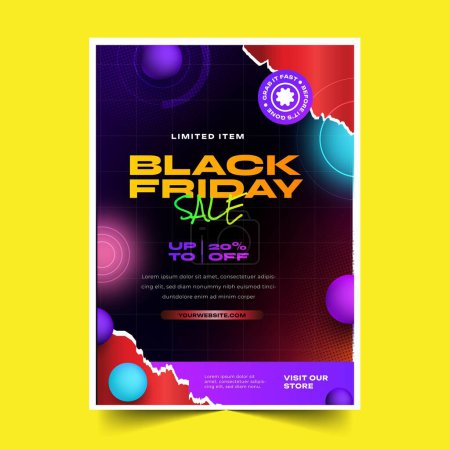 Téléchargez les illustrations : Dégradé noir vendredi affiche set design vectoriel illustration - en licence libre de droit