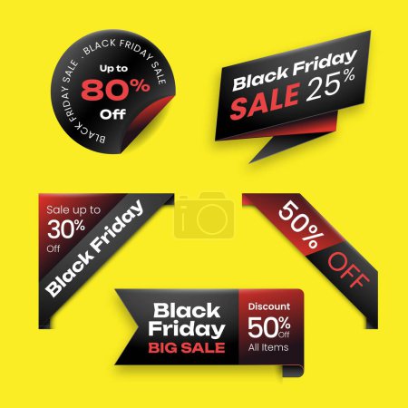 Illustration for Realistic black friday tag banner set design vector illustration - Royalty Free Image
