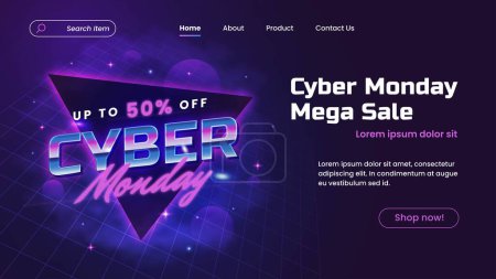 Illustration for Gradient cyber monday landing page design vector illustration - Royalty Free Image