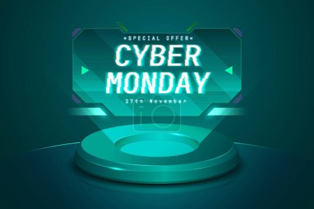 Illustration for Realistic cyber monday background design vector illustration - Royalty Free Image