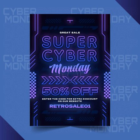 Illustration for Realistic cyber monday poster template design vector illustration - Royalty Free Image