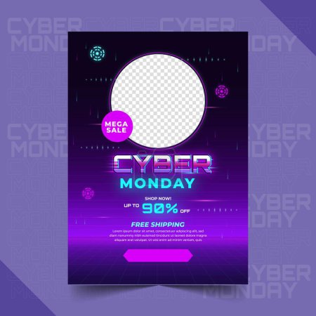 Illustration for Realistic cyber monday poster template design vector illustration - Royalty Free Image