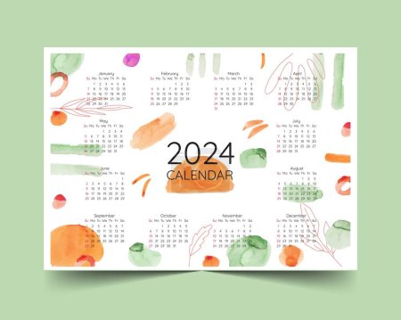 Modèle De Calendrier Mensuel 2024, Un Vecteur De Conception Imprimable