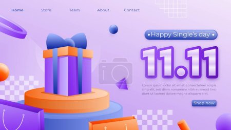 Illustration for Gradient landing page template 11 11 singles day sales design vector illustration - Royalty Free Image