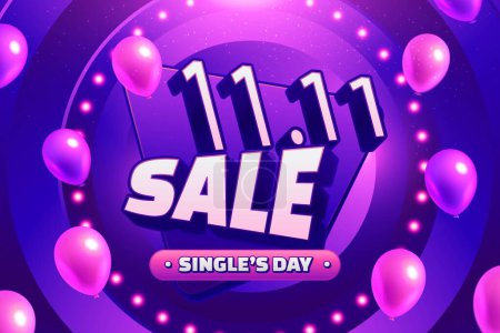 Illustration for Realistic text 11 11 singles day sales design vector illustration - Royalty Free Image