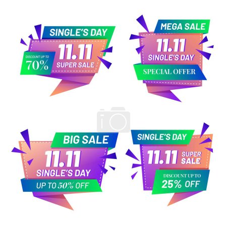 Illustration for Gradient single s day sale labels collection design vector illustration - Royalty Free Image
