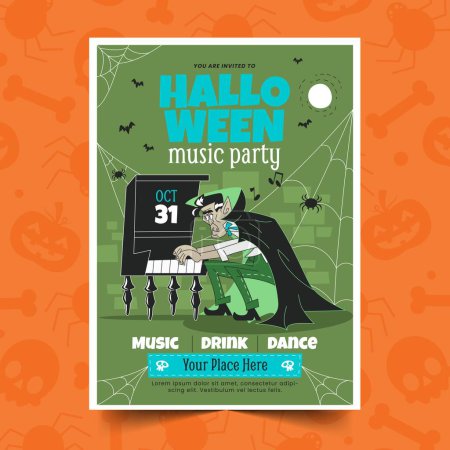 Illustration for Hand drawn halloween invitation template design vector illustration - Royalty Free Image