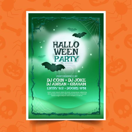 Illustration for Realistic halloween vertical poster template design vector illustration - Royalty Free Image