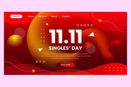 Illustration for Gradient single s day landing page template design vector illustration - Royalty Free Image