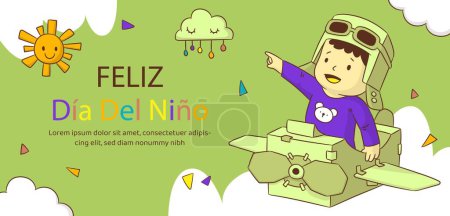 Illustration for Horizontal banner template childrens day celebration spanish design vector illustration - Royalty Free Image