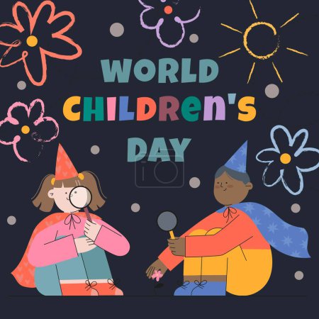 Ilustración de Mundo plano niños s día celebración diseño vector ilustración - Imagen libre de derechos