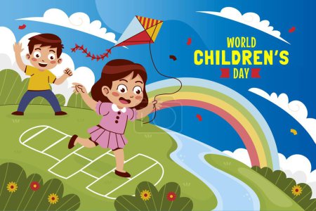 Illustration for Flat background world children s day celebration design vector illustration - Royalty Free Image