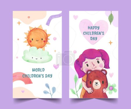 Illustration for Watercolor banners collection world children s day celebration design vector illustration - Royalty Free Image