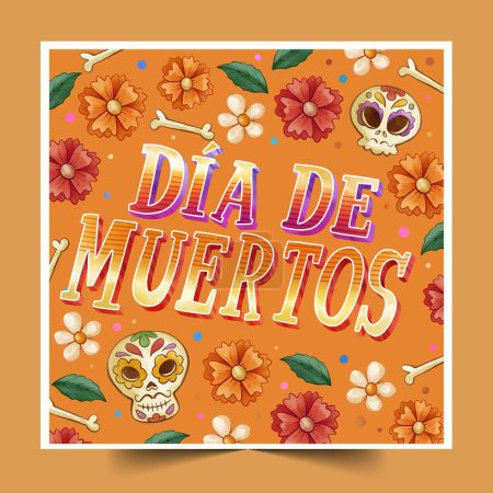 Ilustración de Acuarela día de muertos lettering diseño vector ilustración - Imagen libre de derechos