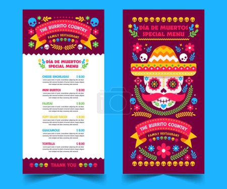 Ilustración de Plano dia de muertos vertical menu plantilla diseño vector ilustración - Imagen libre de derechos