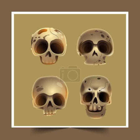 Téléchargez les illustrations : Illustration vectorielle réaliste de conception de collection de crâne dia de muertos - en licence libre de droit
