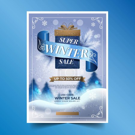 Illustration for Realistic winter sale poster template design vector illustration - Royalty Free Image