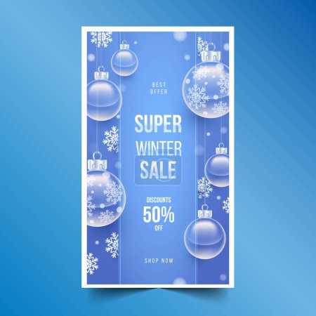 Téléchargez les illustrations : Illustration vectorielle réaliste de conception de bannières de vente d'hiver - en licence libre de droit