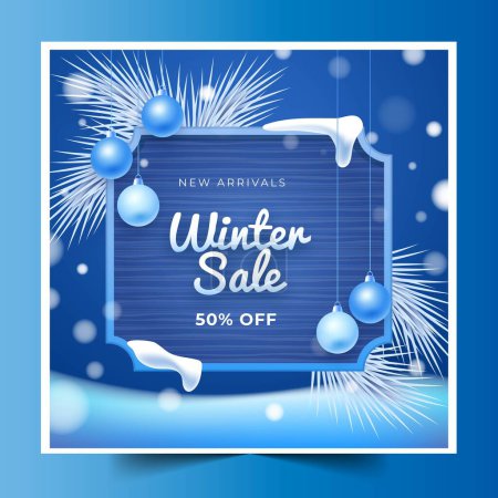 Illustration for Realistic winter sale banners collection design vector illustration - Royalty Free Image