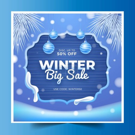Ilustración de Realista invierno venta banners colección diseño vector ilustración - Imagen libre de derechos
