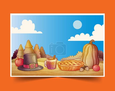Illustration for Hand drawn background thanksgiving celebration design vector illustration - Royalty Free Image