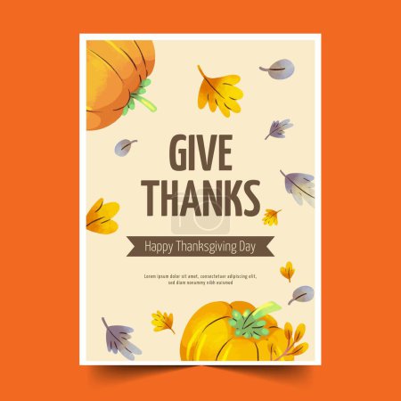 Illustration for Watercolor greeting cards collection thanksgiving celebration design vector illustration - Royalty Free Image