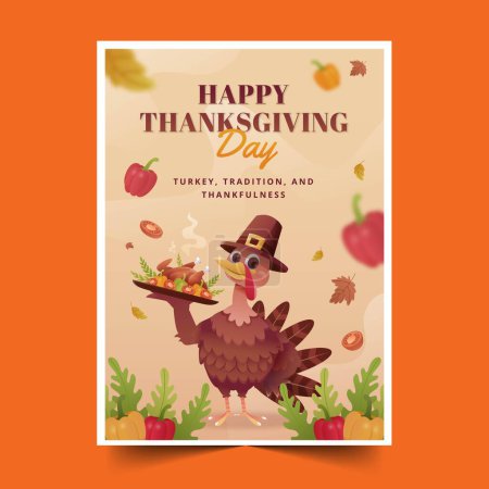 Illustration for Gradient greeting cards collection thanksgiving celebration design vector illustration - Royalty Free Image