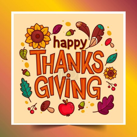Illustration for Hand drawn thanksgiving text design vector illustration - Royalty Free Image