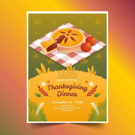 Téléchargez les illustrations : Gradient thanksgiving flyer invitation design vectoriel illustration - en licence libre de droit
