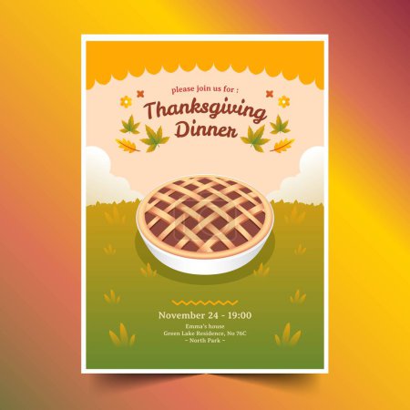 Téléchargez les illustrations : Gradient thanksgiving flyer invitation design vectoriel illustration - en licence libre de droit
