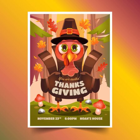 Illustration for Gradient invitation template thanksgiving celebration design vector illustration - Royalty Free Image