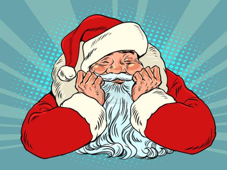 Photo for Santa claus christmas Joyful New Year changes in stores. The atmosphere of the upcoming New Year and pleasant impressions of gifts. Santa claus smiles from the bottom of his heart. Pop Art Retro - Royalty Free Image