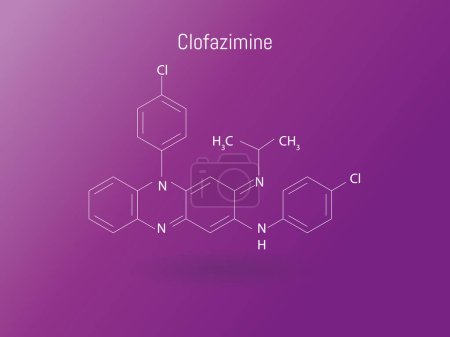 Illustration for Chemical structure of drugs for leprosy control:clofazimine - Royalty Free Image