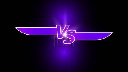 Banner. Stylized VS battle emblem with radiant purple effects against dark backdrop. Illustration image blank template with letters VS and designed elements for versus. Concept of game battle, fight