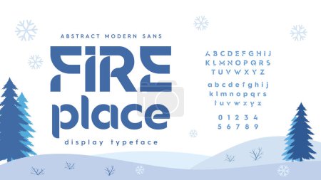 Téléchargez les illustrations : Typographie abstraite moderne. Collection alphabet thème hiver. Illustration vectorielle - en licence libre de droit