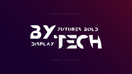 Illustration for Futuristic alphabet font. Typography uppercase and numbering. - Royalty Free Image