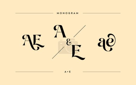 Ilustración de Monograma AE aislado en blanco. Stock vector boda invitación, cartel, fondo. Monograma a y E. - Imagen libre de derechos