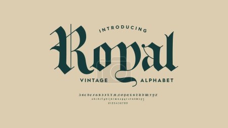 Illustration for English royal alphabet typeface designs vintage and classic. Typography a to z vector illustration. - Royalty Free Image