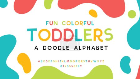 Illustration for Typography doodle kids design. Vector illustration alphabet font. - Royalty Free Image