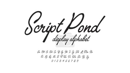Illustration for Script font display alphabet. Handwriting stylish fonts set. Typography a to z and numbers. - Royalty Free Image