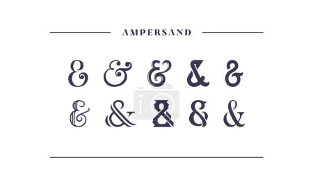 Ilustración de Colección de ampersands de decoración. Ampersand con estilo para stock, plantilla, invitaciones de boda. Ilustración vectorial - Imagen libre de derechos