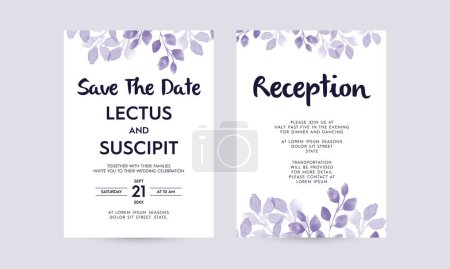 Ilustración de Diseño de plantilla de tarjeta de invitación de boda floral. Pastel vintage tema vector ilustración. - Imagen libre de derechos