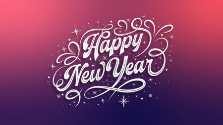 Illustration for Designs template for happy new year. Holiday Vector Illustration With Lettering Composition. Vintage festive label. - Royalty Free Image