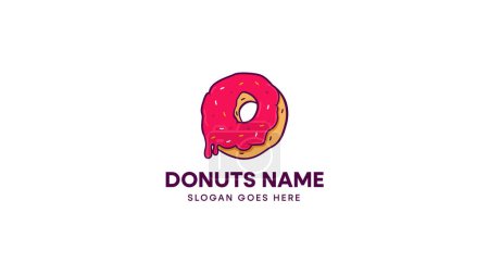 Illustration for Bakery emblem. Melted topping donut with colorful sweet chocolate grains. Logo vector illustration - Royalty Free Image
