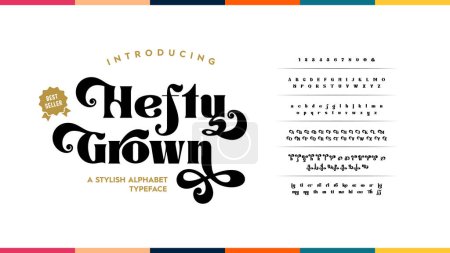 Illustration for Alphabet typeface script style. Vector illustration fonts a to z and number. Typography handwriting font set. - Royalty Free Image