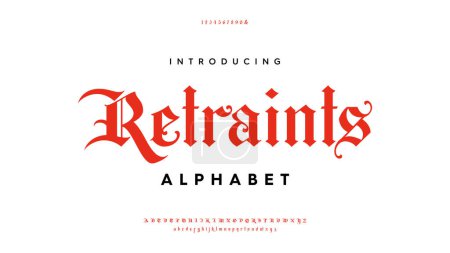 Illustration for New modern custom gothic designs. Alphabet letters font and number. Typography fonts regular, typeface uppercase and lowercase with ampersand. - Royalty Free Image