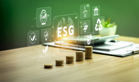 ESG gouvernance sociale environnementale concept d'entreprise d'investissement. stratégie d'entreprise sociale, environnement, risques liés à la durabilité