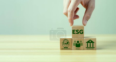 ESG-Konzept für Umwelt, Soziales und Governance. Nachhaltige Unternehmensentwicklung. Langfristige Nachhaltigkeit und gesellschaftliche Auswirkungen von Unternehmen, Organisationen und Investitionen.