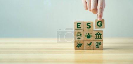 Concepto ESG de medio ambiente, social y gobernanza. Desarrollo corporativo sostenible. sostenibilidad a largo plazo e impacto social de las empresas, organizaciones e inversiones.