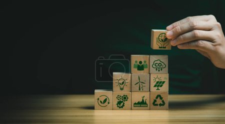 Photo for Businesses should cope with CO2 gas to create a sustainable and environmentally friendly organization. Planting trees to reduce CO2, footprint, Effects on the greenhouse effect and climate change - Royalty Free Image